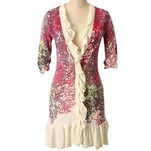 Tabatha bougainvillea cardigan sweater w/ruffles